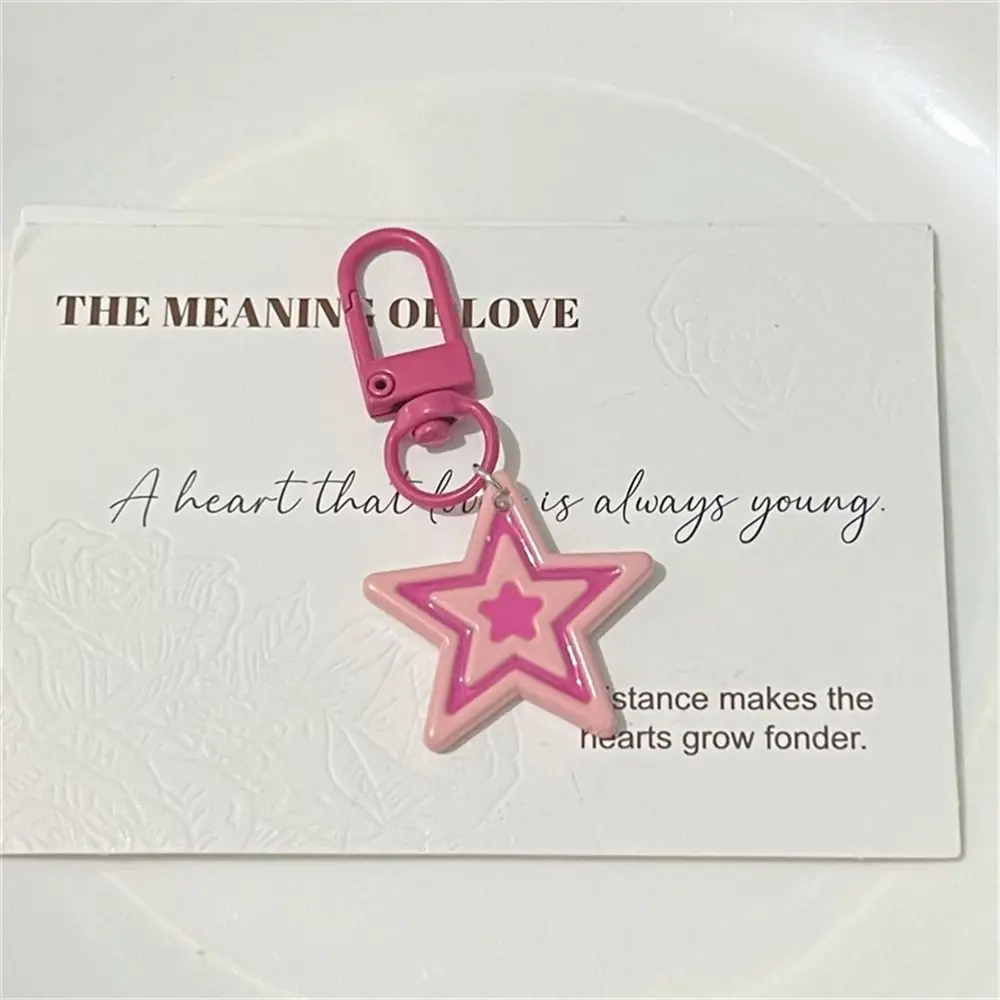 الفتيات فاسق Y2k ستار سلسلة المفاتيح كول الحلو روز الأحمر الخماسية دلاية شكل نجمة تنوعا المدرسية الوردي ستار كيرينغ #5