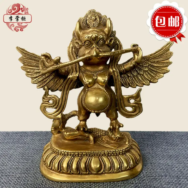 Shopkeeper Li, Tibetan Nepalese Tantra pure copper gold-winged Dapeng gold protector Buddha statue, car ornament portable Buddha