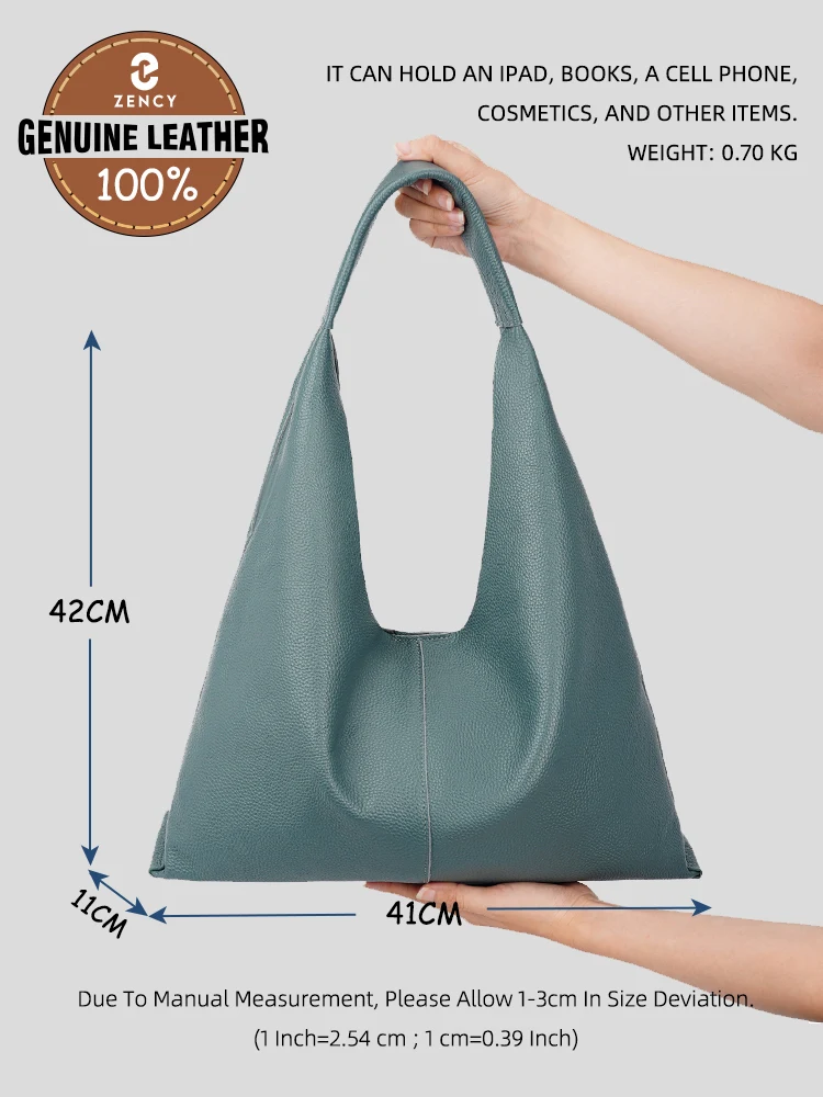 Zency Soft Genuine Leather Women's Big Tote Bag Handbag Large Capacity Shopper Bag 2026 New Women Luxury Bag SolidColor Shoulder - view 3