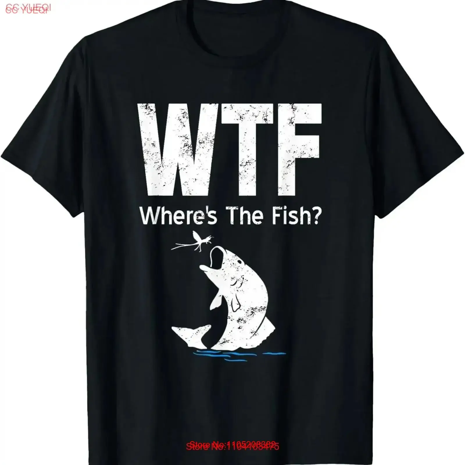 تي شيرت لصيد السمك WTF Where_s the Fish_ Fisherman GifT بلوزة أنيقة مغسولة عتيقة للارتداء اليومي ملابس الشارع الشهير قليلاً #1