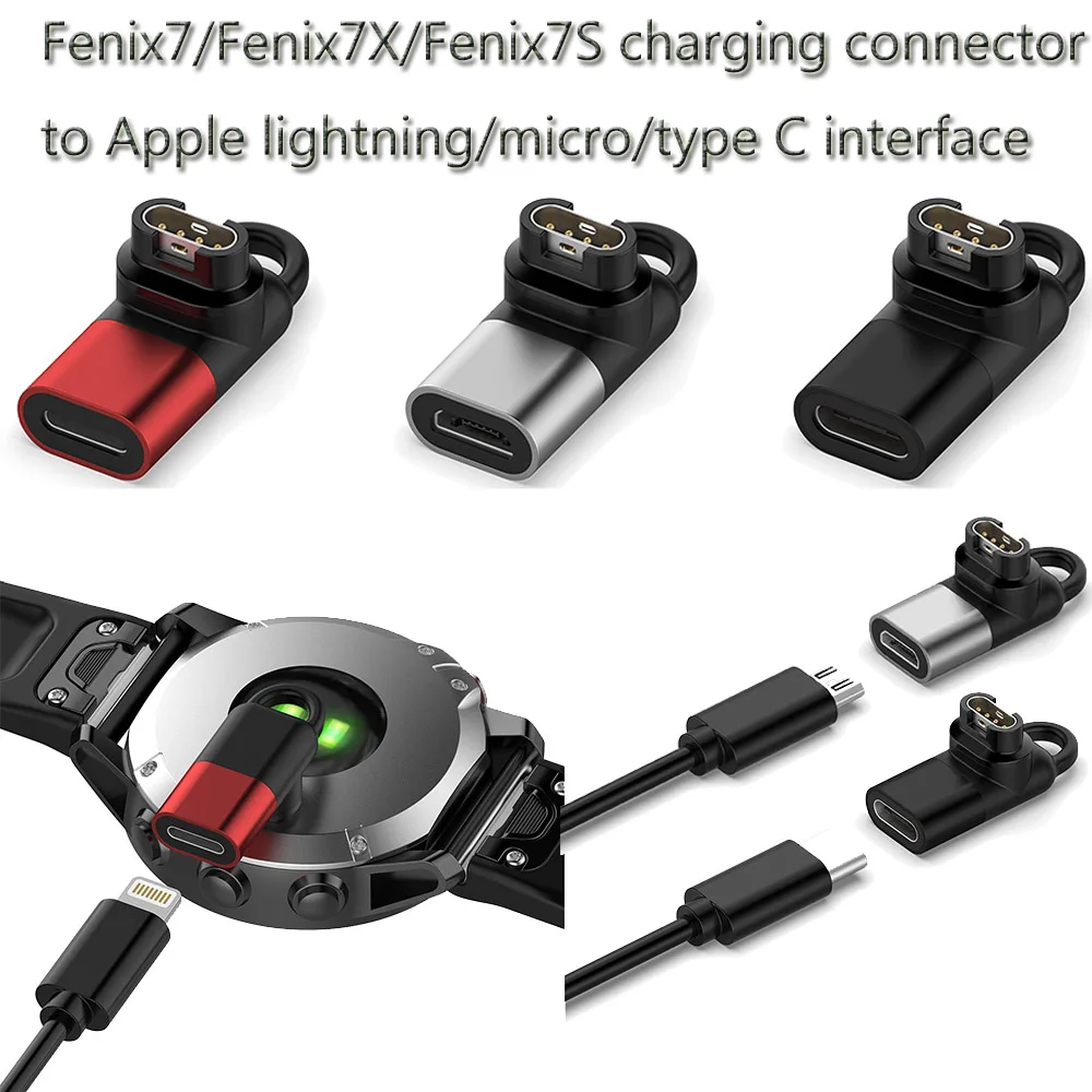 Micro USB Type-C IOS Watch Charging Converter Adapter Charger Connector For Garmin Fenix 7 7S 7X/6/6S/6X/5/5S/5X Venu 2 plus