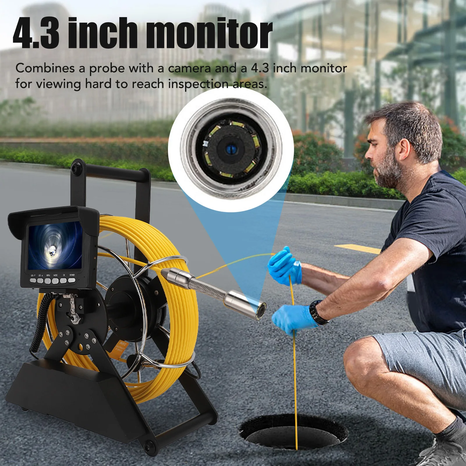 كاميرا فحص الأنابيب حاجب من الشمس 4500 مللي أمبير في الساعة IP68 كاميرا فحص Borescope لخط أنابيب إمداد المياه لنظام فراغ خط الأنابيب