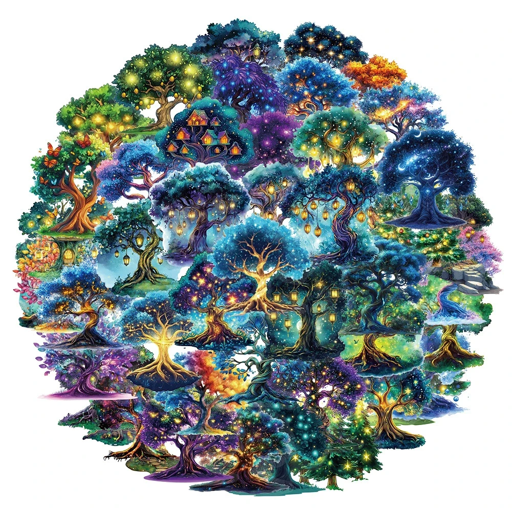 10/30/50 pçs transparente dos desenhos animados árvore mágica adesivos criativos decalques estéticos para papelaria telefone guitarra pet decoração adesivo