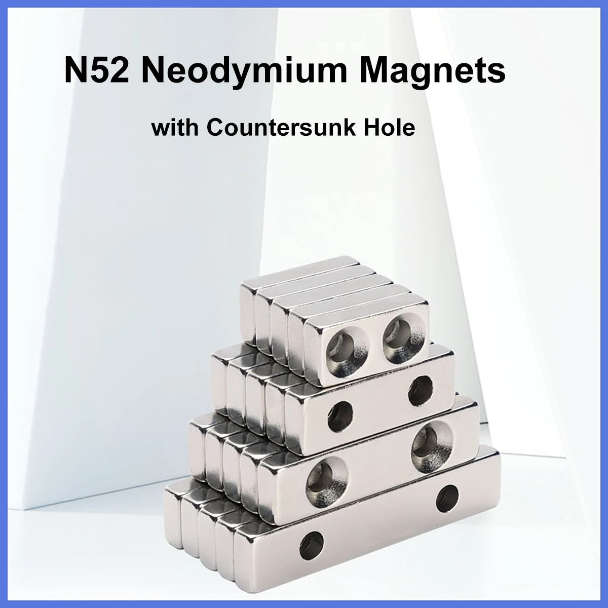 N52 NdFeB Neodymium Magnets with Countersunk Hole Length 25 30mm Super Strong Permanent Magnetic Square Rectangle Fridge Magnet