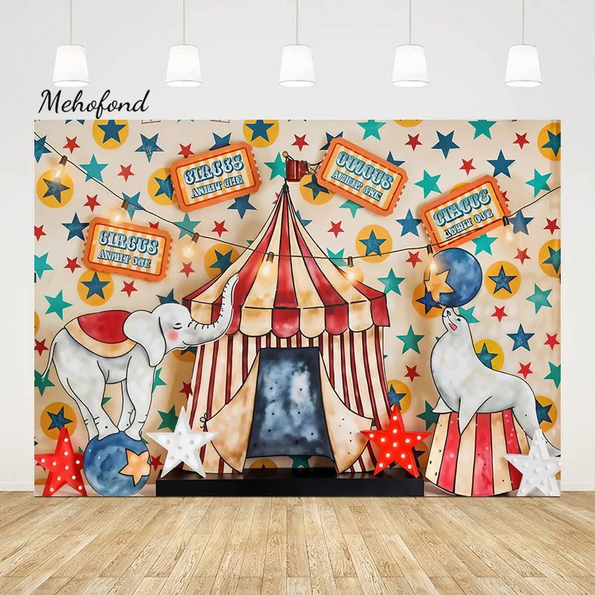 

Mehofond Circus Carnival Photography Backdrop Newborn Baby Birthday Decoration Balloon Ferris Wheel Party Background Photozone