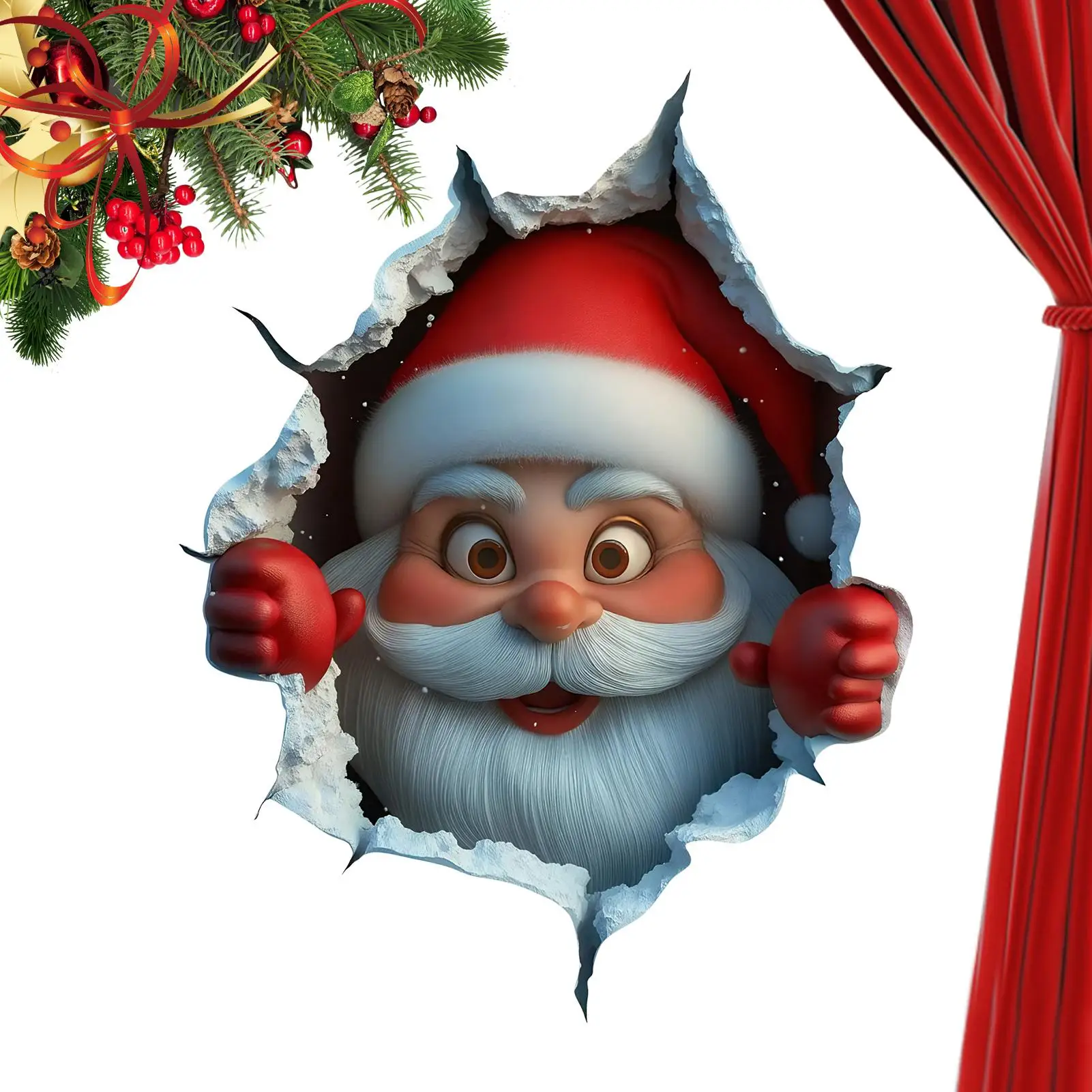 Christmas Wall Stickers Santa Claus Breaking Decoration Christmas Wall Decorations For School Class Room Study Room Living Room
