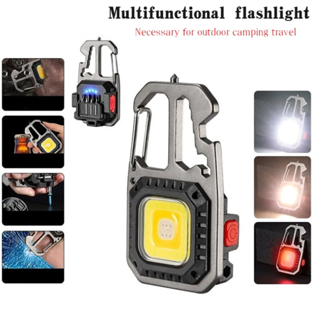 Mini LED Flashlight Screwdriver Rechargeable Keychain Light Work Light Outdoor Camping Light Portable Pocket Wrench Safety Hamme
