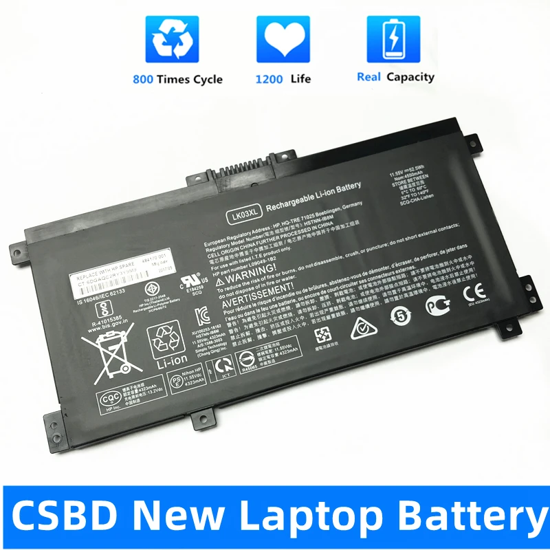 

CSBD New LK03XL For HP HSTNN-UB7I TPN-W127 W128 LK03055XL TPN-1129 916368-421 916368-541 HSTNN-LB7U Laptop Battery