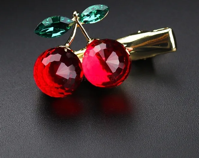 مشبك شعر الكرز مشبك حافة لطيف مشبك شعر كريستالي من حجر الراين مشبك علوي مشبك منقار البط مشبك صغير #1