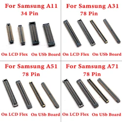 LCD Display Main Board Flex FPC Connector For Samsung A11 A115 A115F A31 A41 A51 A71 USB Charger Charging Plug 34 Pin -78 Pin