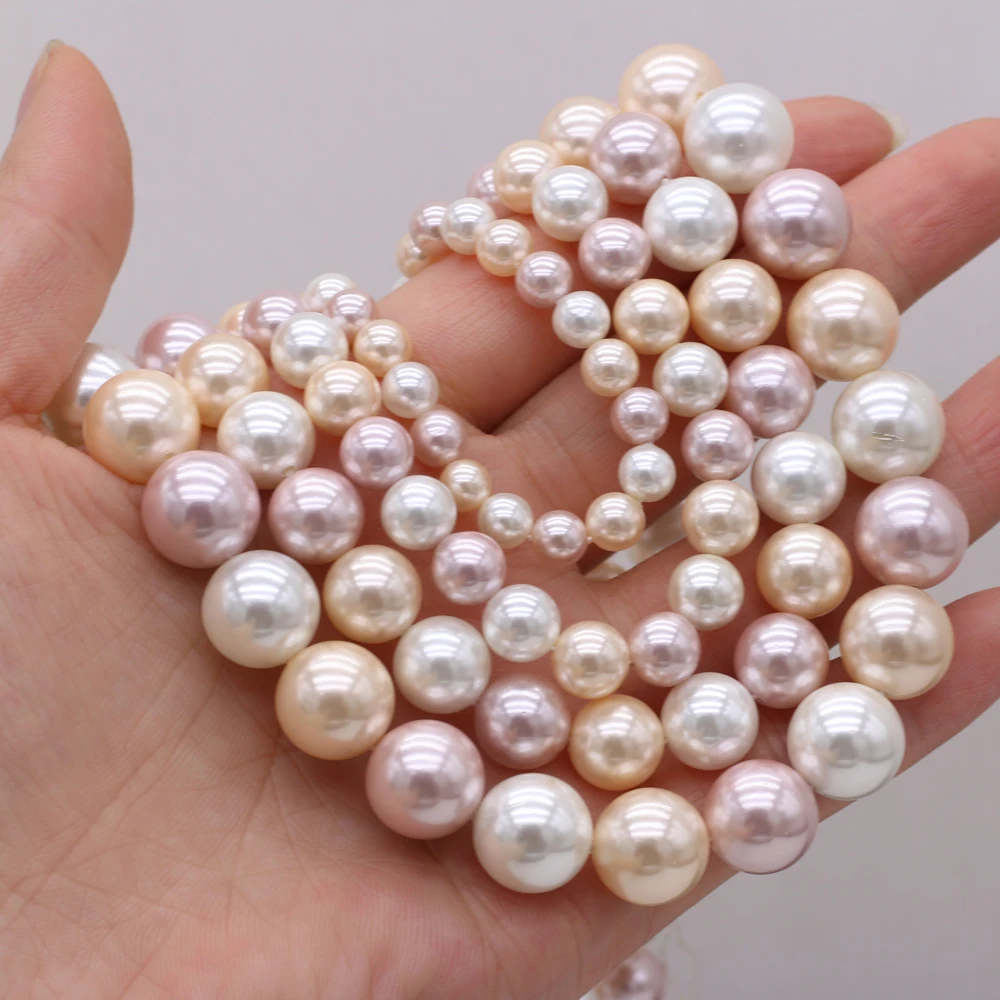 1strand Colorful Natural Shell-based Imitation Pearl Beads for DIY Women Men Necklace Earring Jewelry Making Accessories