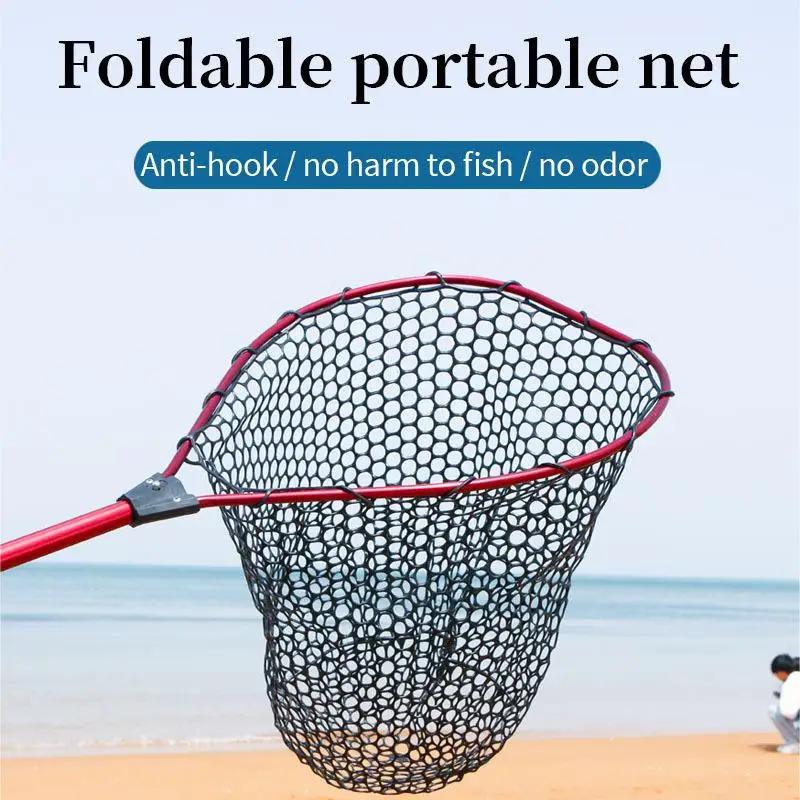 

Portable New Product Fishing Net Convenient to Carry 55cm Long Red Allelyum Alloy Fine Mesh Fishing Net for Outdoor Camping T...