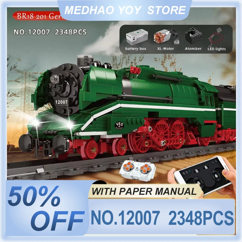 MOULD KING 12007 Technial RC Train BR18 201 German Express Train Railways Track Building Block Puzzle DIY Toys Kid Chrismas Gift