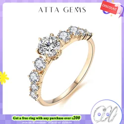 Attagems Soild 10K 14K Yellow Gold Round Cut 0.5 ct Moissanite Ring For Women Diamond Engagement Wedding Rings Jewelry for Gift