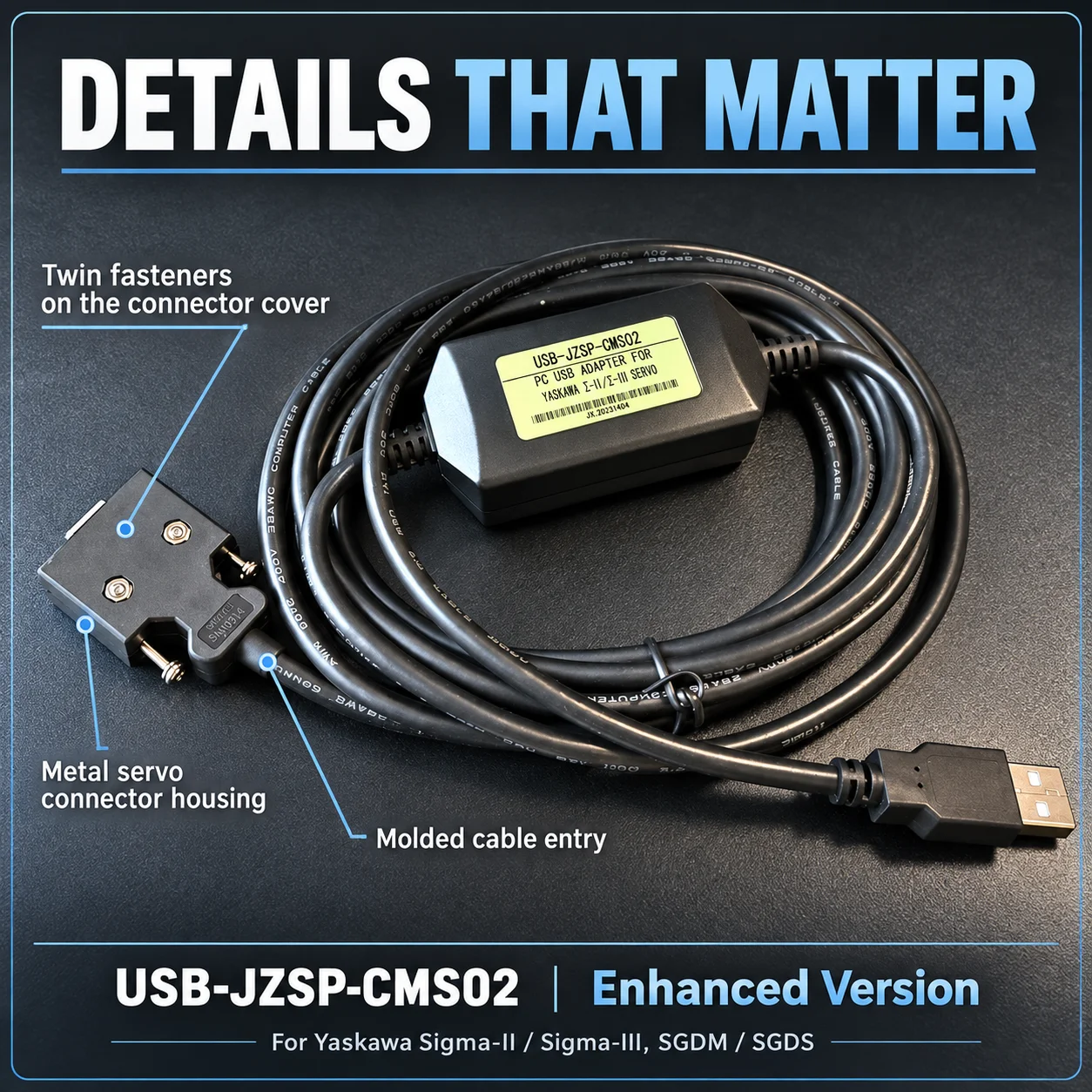Tuning Communication Cable USB-JZSP-CMS02 for Yaskawa SGDM SGDS Sigma-II Sigma-III, SigmaWin+ Backup Transfer Cord