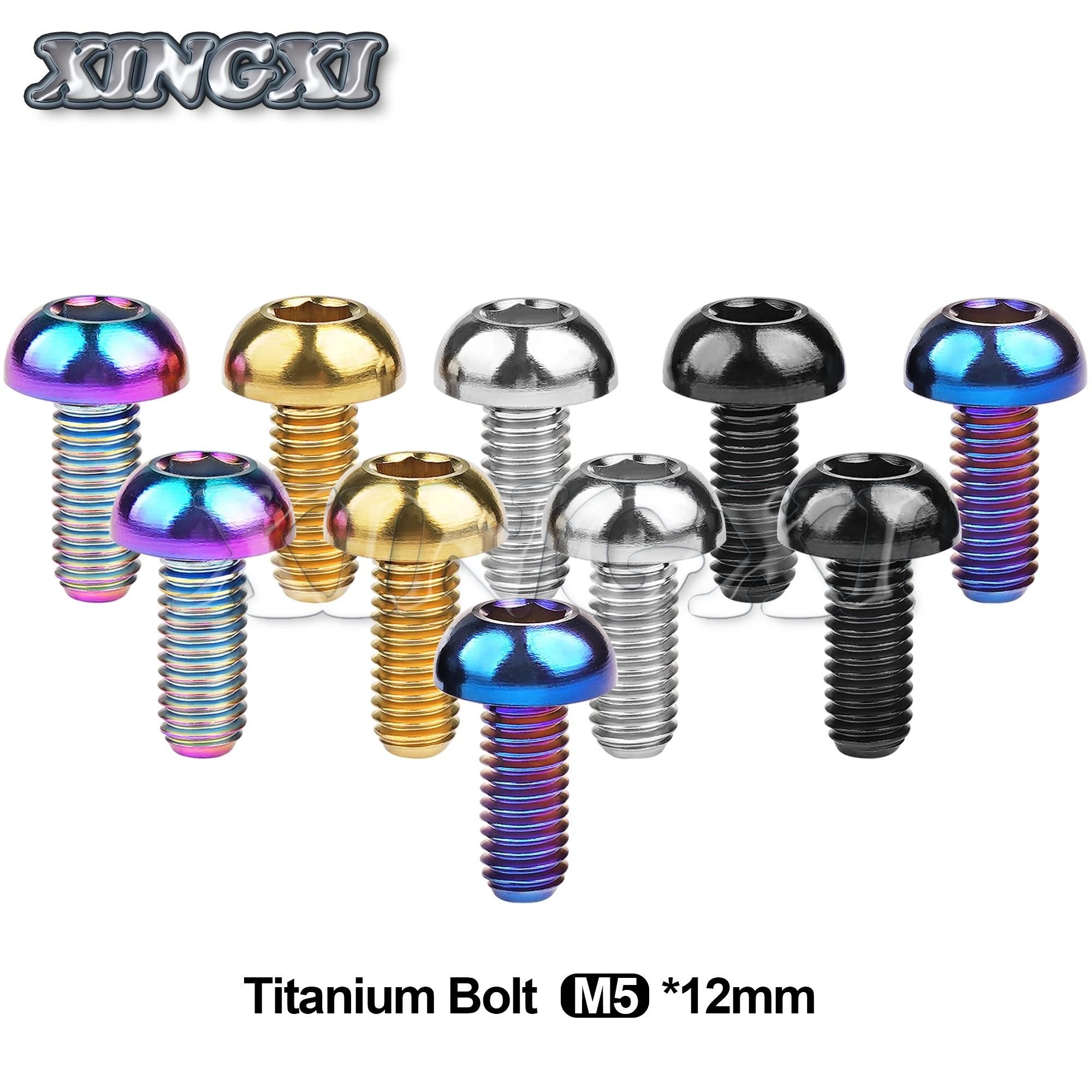 Xingxi Titanium Ti Bolt M5x12mm Hex Button Big half-round Head Screw for Bicycle Water Bottle Cages