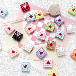 6pcs Ins Sweetheart Love Heart Sugar Cube Beads Diy Handmade Jewelry Bracelet Necklace Earrings Beaded Accessories Materials