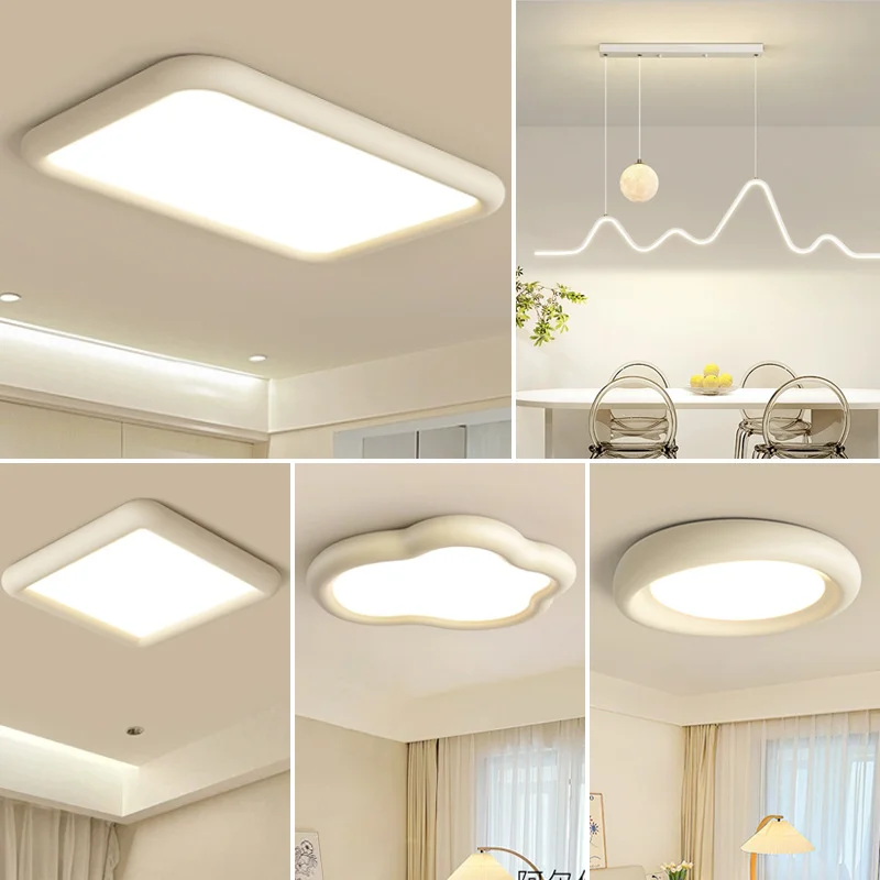 

Full spectrum living room ceiling light eye protection 2023 new cream wind resin atmospheric household rectangular hall ceiling