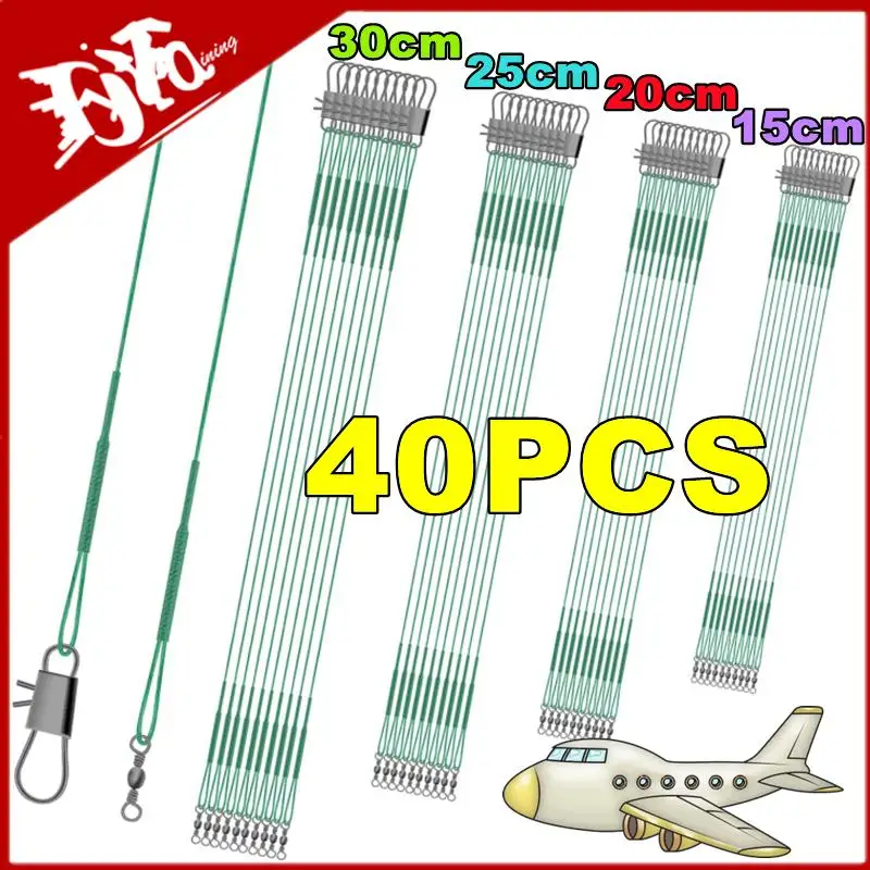 Nowa smycz z drutu ze stali nierdzewnej 40PCS 15/20/25/30cm z obrotową linią Anti-bite Leadcore do przynęty akcesoria szczupak