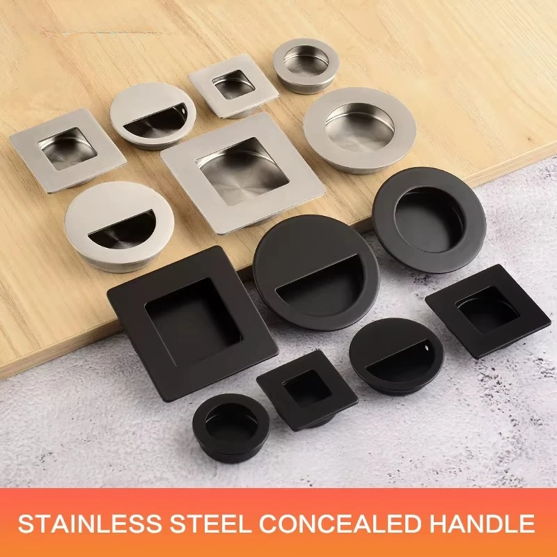 Stainless steel concealed pull sliding door handles inline concealed invisible cabinet door drawer fastener embedded door handle