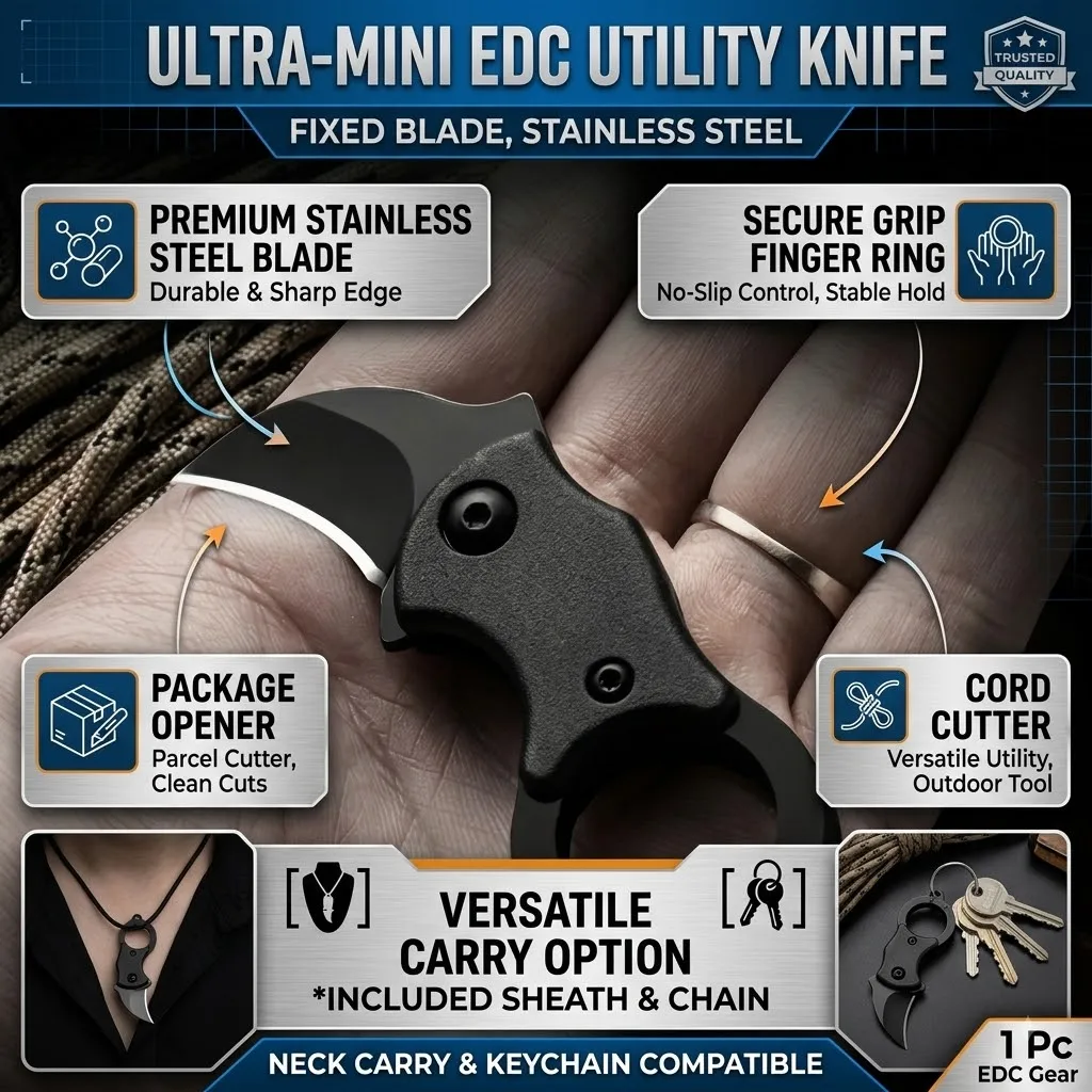Keychain Pocket Mini Knife Stainless Steel Fixed Blade Neck Utility Knife Sheath Chain For Outdoor Camping EDC Gear 1 Pc