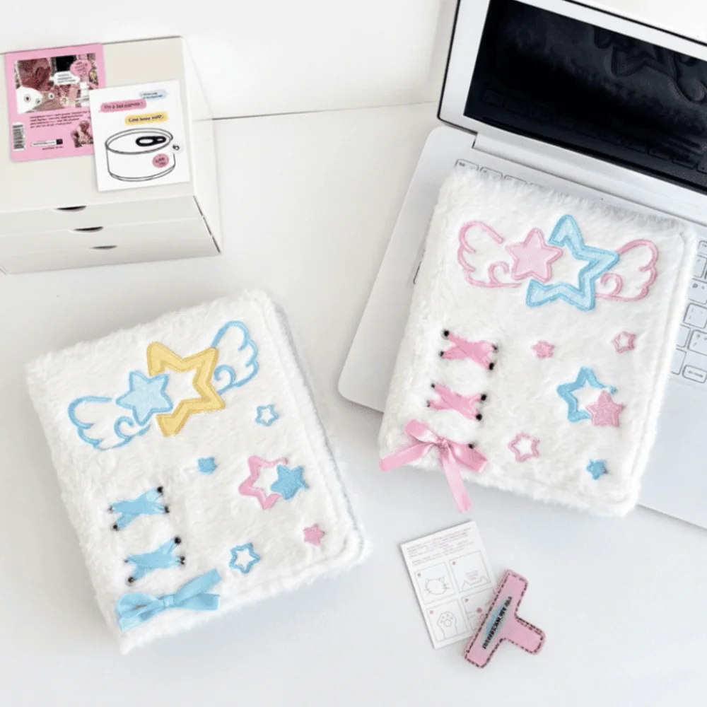 A6 Album Shell Photocard Holder Loose-Leaf Angel Star Pattern Card Binder 3-inch Small Card Storage Collect Book