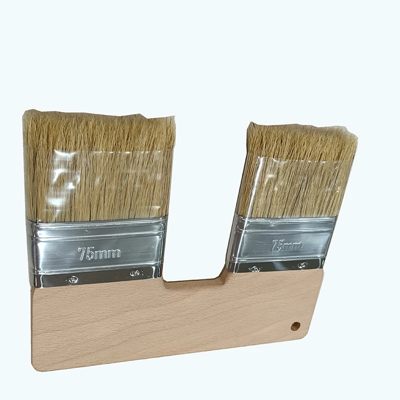 Double Headed Wooden Handle Pure Pig Bristle Brush Artistic Brush Flat Brush Texture Brush Artistic Paint Tool