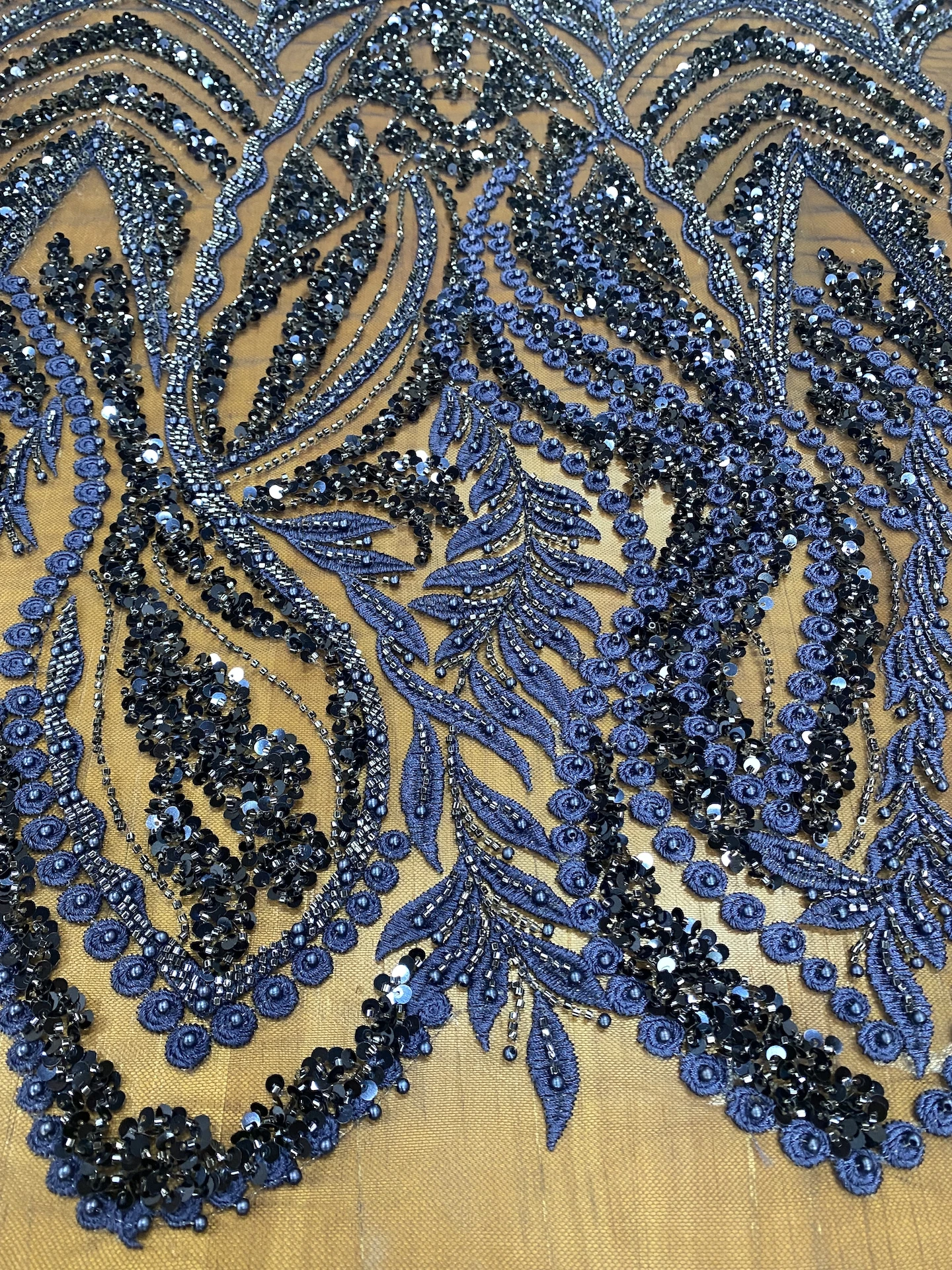 2024 Aileen Fashion Luxury Beaded Embroidery Sequins French Tulle Navy Blue African Asoibe Lace Fabric 5y/lot Ready To Ship