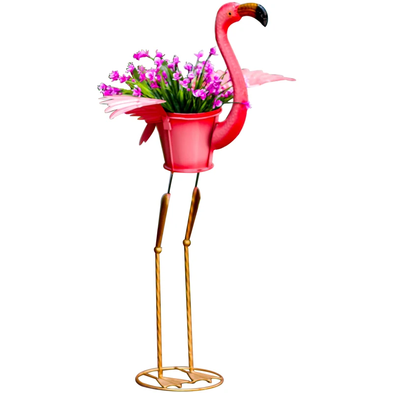 Wrought Iron Flamingo Decoration Showcase Living Room Storefront Jardiniere