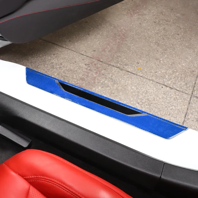Soft Carbon Fiber Blue Car Dash Gear Shift Console Cover Trim Stickers For Chevrolet Corvette C8 20-25 Interior Car Accessories