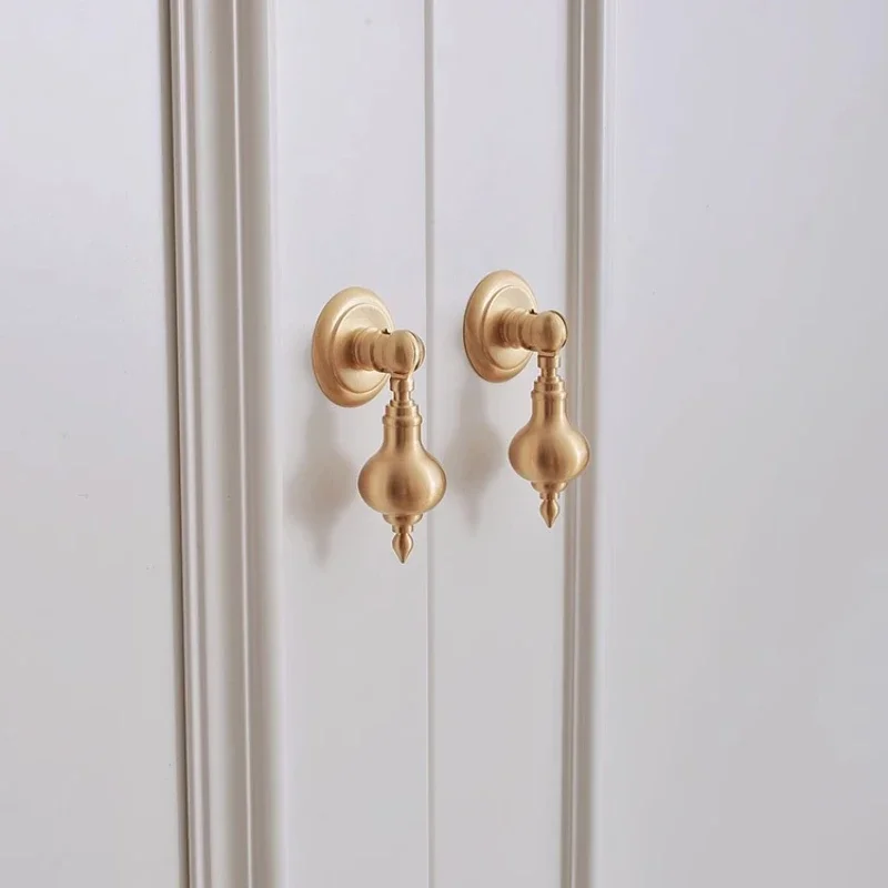 French Style Cabinet Handle Light Luxury Pendant Handle Wardrobe Cabinet Door Simple European Style Drawer Simple Gold Handle