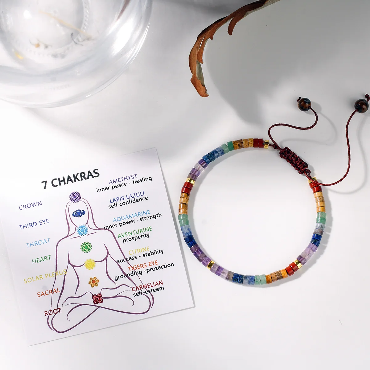 Healing Natural Stone Chakra Bracelets for Women Crystal Spiritual Anxiety Relief 7 Chakras Meditation Relaxing Gift