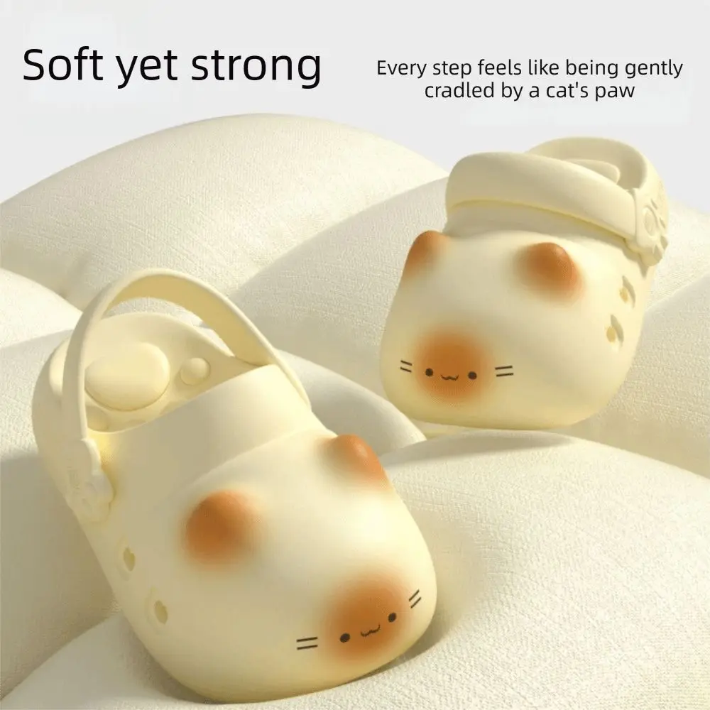 Adorable Waterproof Cat Slippers Bottom Cat Paw Anti Slip Cat Paw Slippers Closed Toe Soft Bottom Ladies Slippers Outdoor Indoor view 2