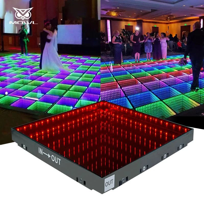 60cm Effect 3d Mirror Abyss Tempered LED Dance Floor Tiles Light up LED Dance Floor for Wedding Events Show Nightclub