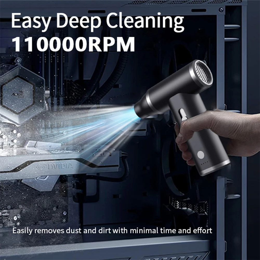110000PRM Electric Air Duster Brushless Motor Cordless Air Blower 2000mAh Handheld Dust Blower for Electric Devices Cleaning