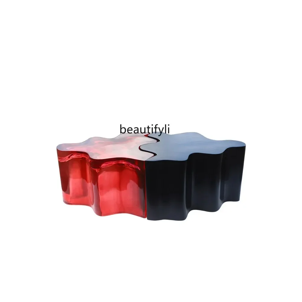 

FG28Living Room Home Tea Table Modern Tea Table Splicing Transparent Resin Acrylic Water Ripple Tea Table