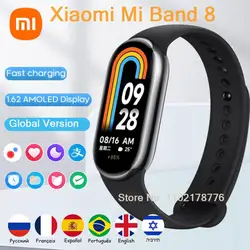 Xiaomi Mi Band 8 versione globale Smart Bracelet 8 1.62 AMOLED Screen Miband8 Blood Oxygen Fitness Traker braccialetti impermeabili