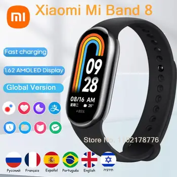 Xiaomi Mi Band 8 Global Version Smart Bracelet 8 1.62 AMOLED Screen Miband8 Blood Oxygen Fitness Traker Waterproof Wristbands