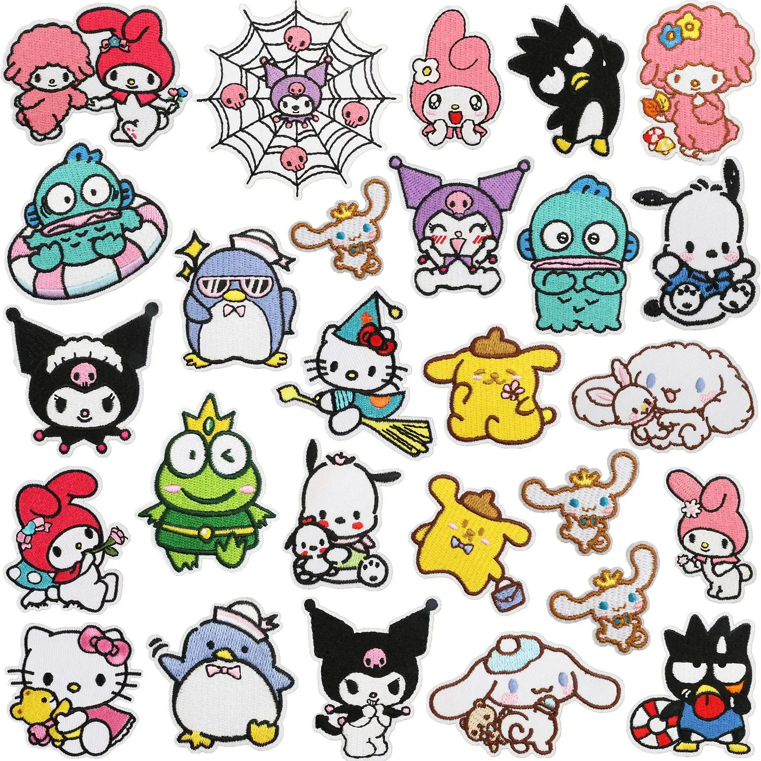 

27Pcs Anime Sanrio Cinnamoroll Pochacco Pompom Purin Kwaii Applique For Sew Child Clothes Iron on Embroidery Patch Coat Sticker