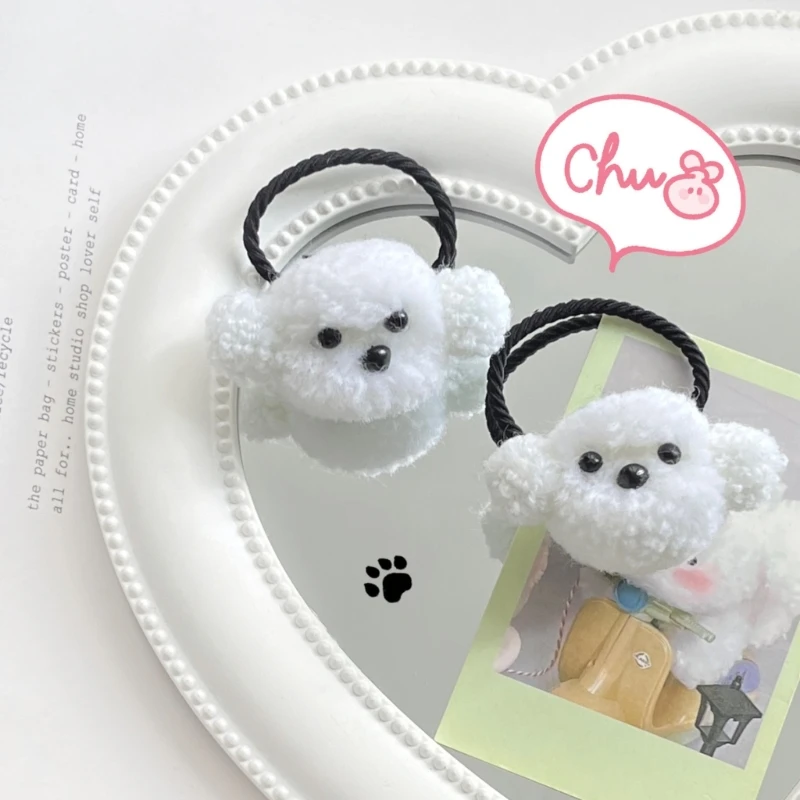 Furry Dog Hair Scrunchies for Girls Updo Hair Elastic Hairrope Aesthetic DonutsHairtie Hair Scrunchy Ponytail Holder