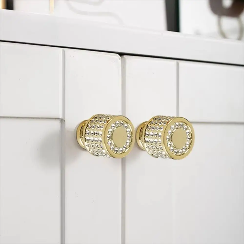 2PCS Single-hole Cabinet Door Handles Crystal Simplicity Wardrobe Door Handle Multiple Color Rhinestone Furniture Handles