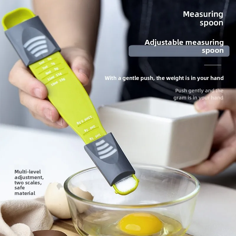 Kitchen Household Adjustable Measuring Spoon with Scale, Gram-controlled Salt and Milk Powder Measuring Spoon