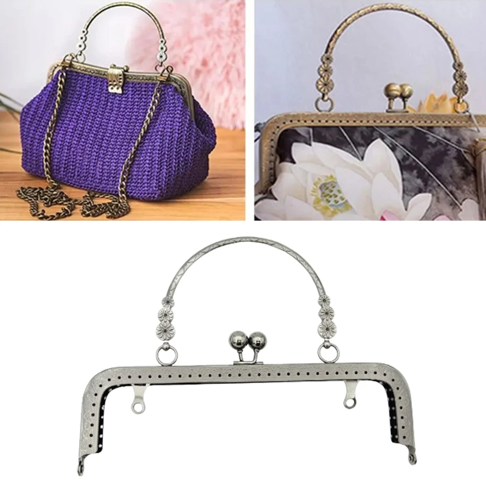 20cm Vintage Purse Clasp Frame Bag Kiss Clasp Lock Metal Purse Frame for DIY Craft Purse Making Bag Frame Buckle Bag Accessories