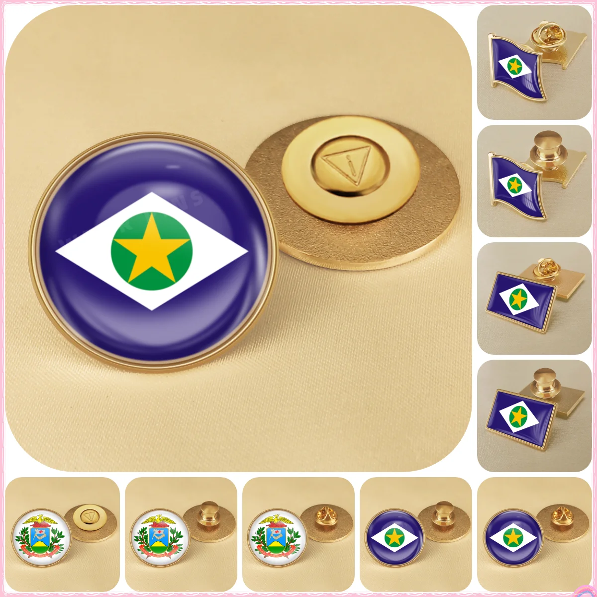 Bandeira de Mato Grosso of Brazil National Emblem Flag Brooches Badges Lapel Pins