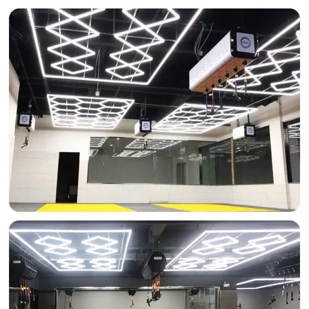 New Creative Hexagon Lighting for Repair Car Film Detailing Workshop Light Auto Beauty Maintenance Shop Arrow Shape Led Light