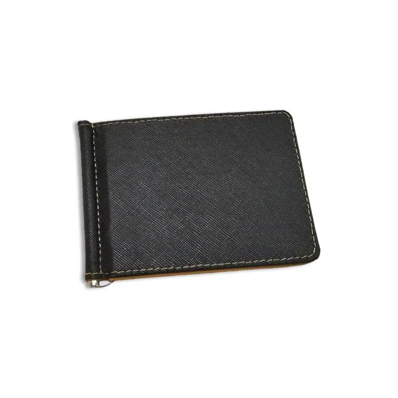 Schlanke Geldklammer-Brieftasche aus schwarzem, kaffeebraunem Leder mit Querfaserung und mehreren Kartenfächern, perfekt für den täglichen Gebrauch und Geschäftsreisen. – Detail 12
