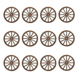 12Pcs Wagon Wheel Decor legno Western Cowboy Party Decorations Vintage Rustic Wagon Wheel Wood Cartwheel Decor per Bar Garage