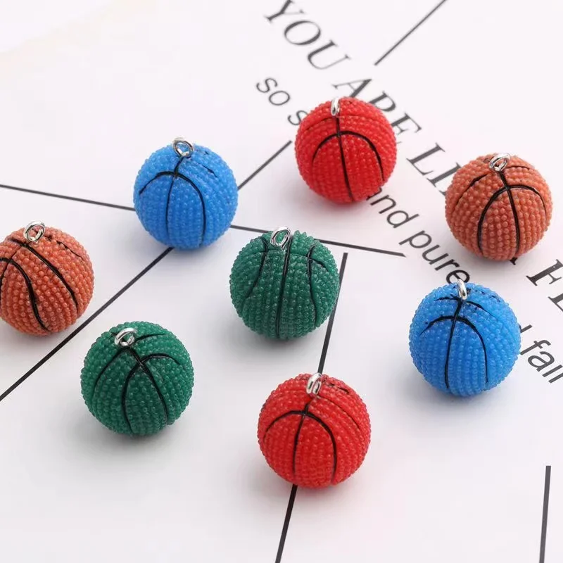 5pcs 23mm Simulation 3D Basketball Cute Charms For Pendant DIY Earrings Necklace Jewelry Accessories Finding