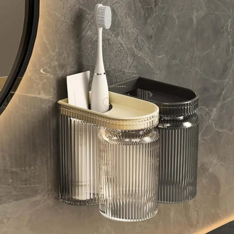 Ensemble de gobelets magnétiques pour rince-bouche avec porte-brosse à dents, rangement à l'envers, tasse de douche pour couple, ménage T1