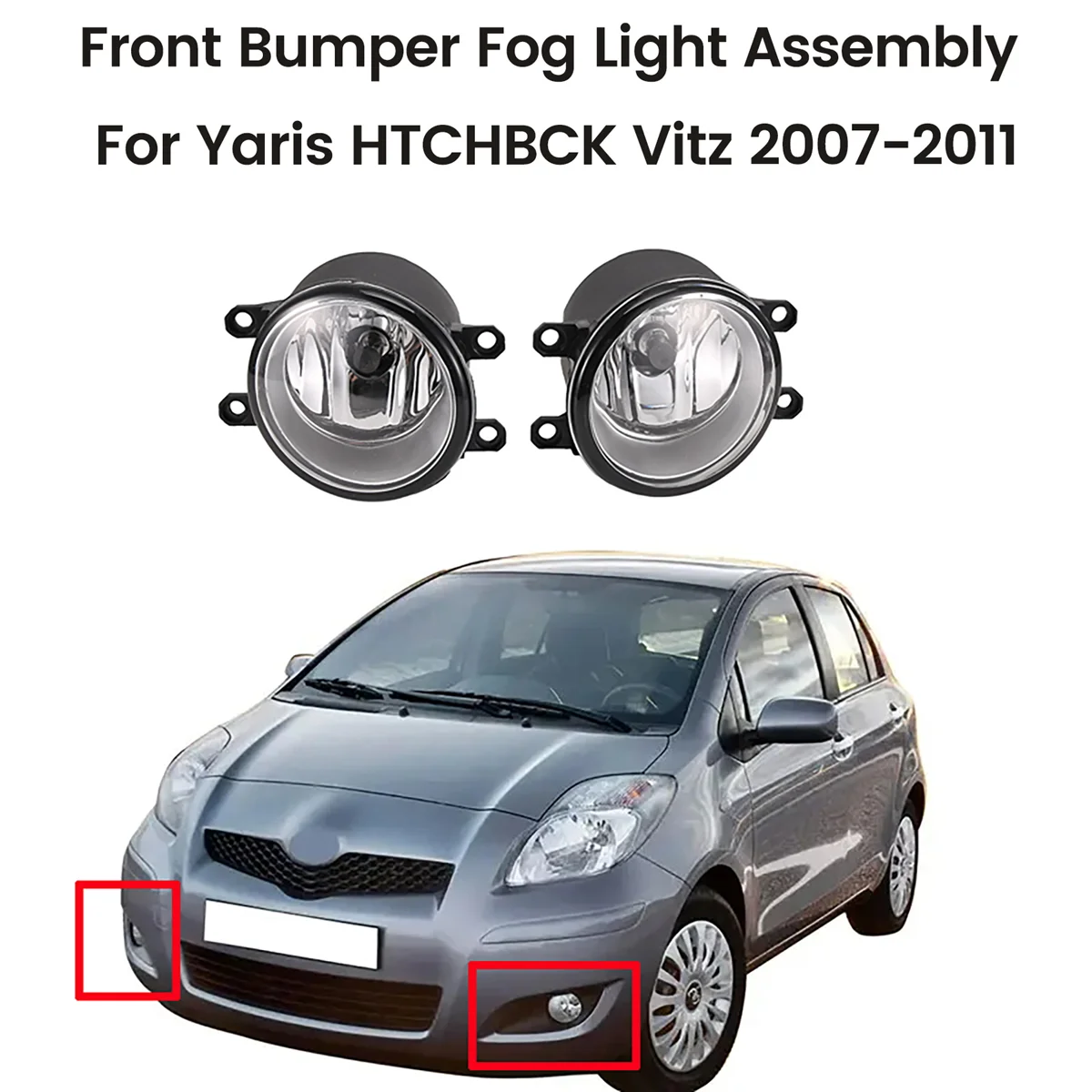 1 Set Front Bumper Fog Light Assembly Harness for Toyota Yaris HTCHBCK Vitz 2007-2011 Daytime Running